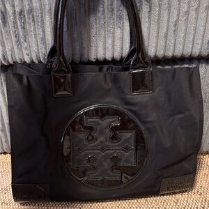 Black Tory Burch Tote Bag with Large Logo